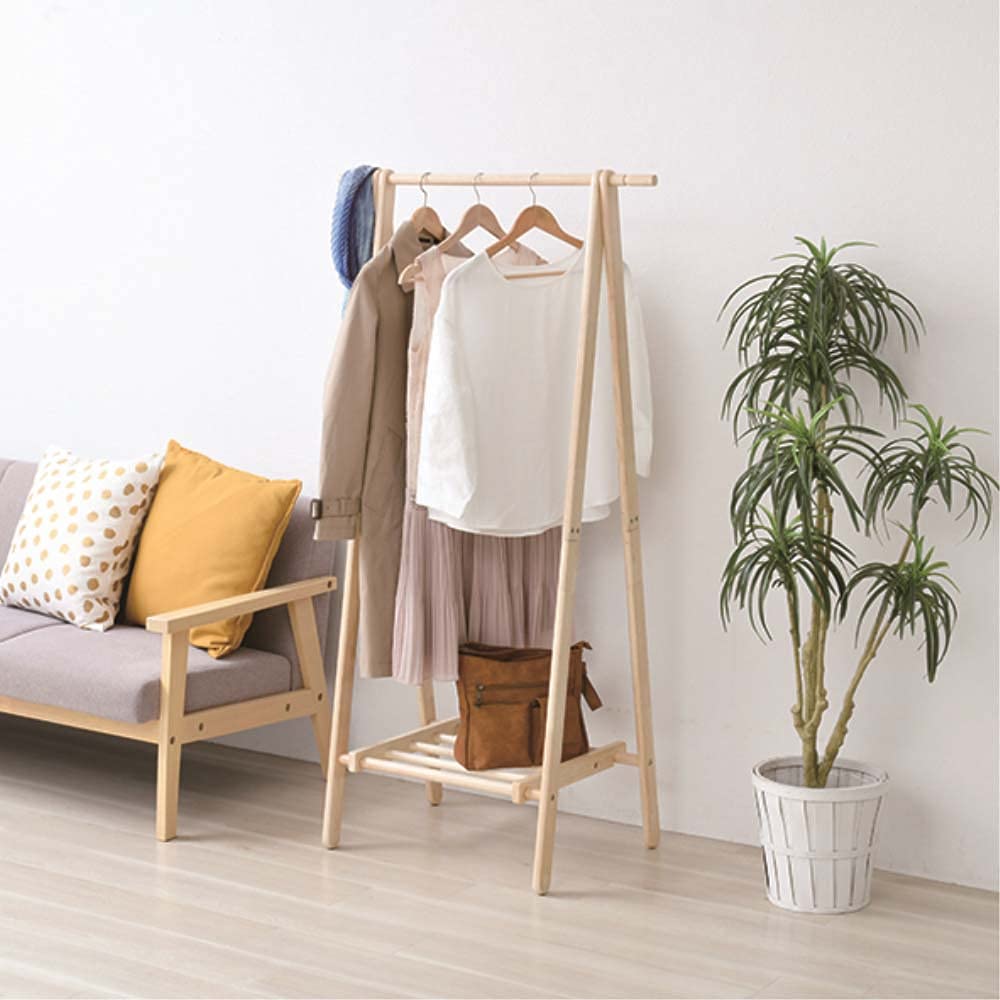 Amazon｜コーナン オリジナル 木製ハンガーラックα ナチュラル 約幅80X