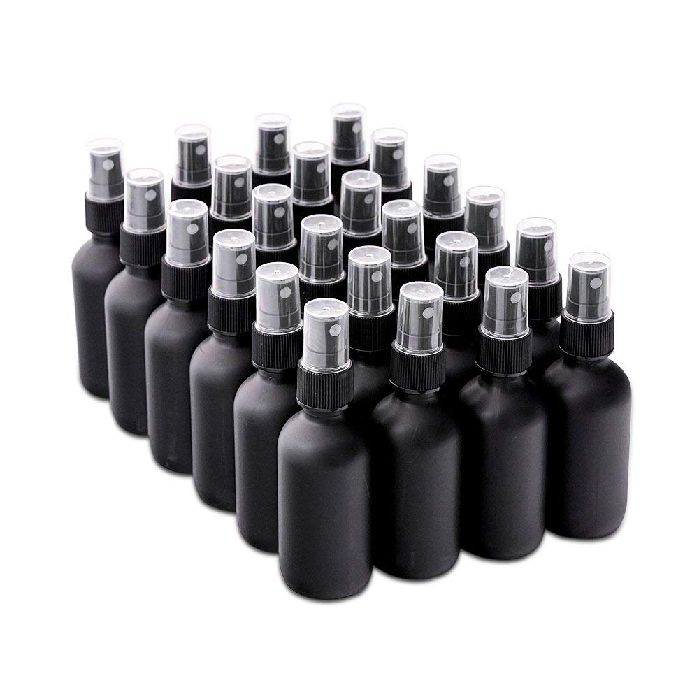 7 Colors Available - The Bottle Depot Bulk 24 Pack 2 oz Black Glass Bottles with Spray; Wholesale Quantity for Essential Oils, Serums with Pretty Frosted Finish to Protect and Preserve Quality