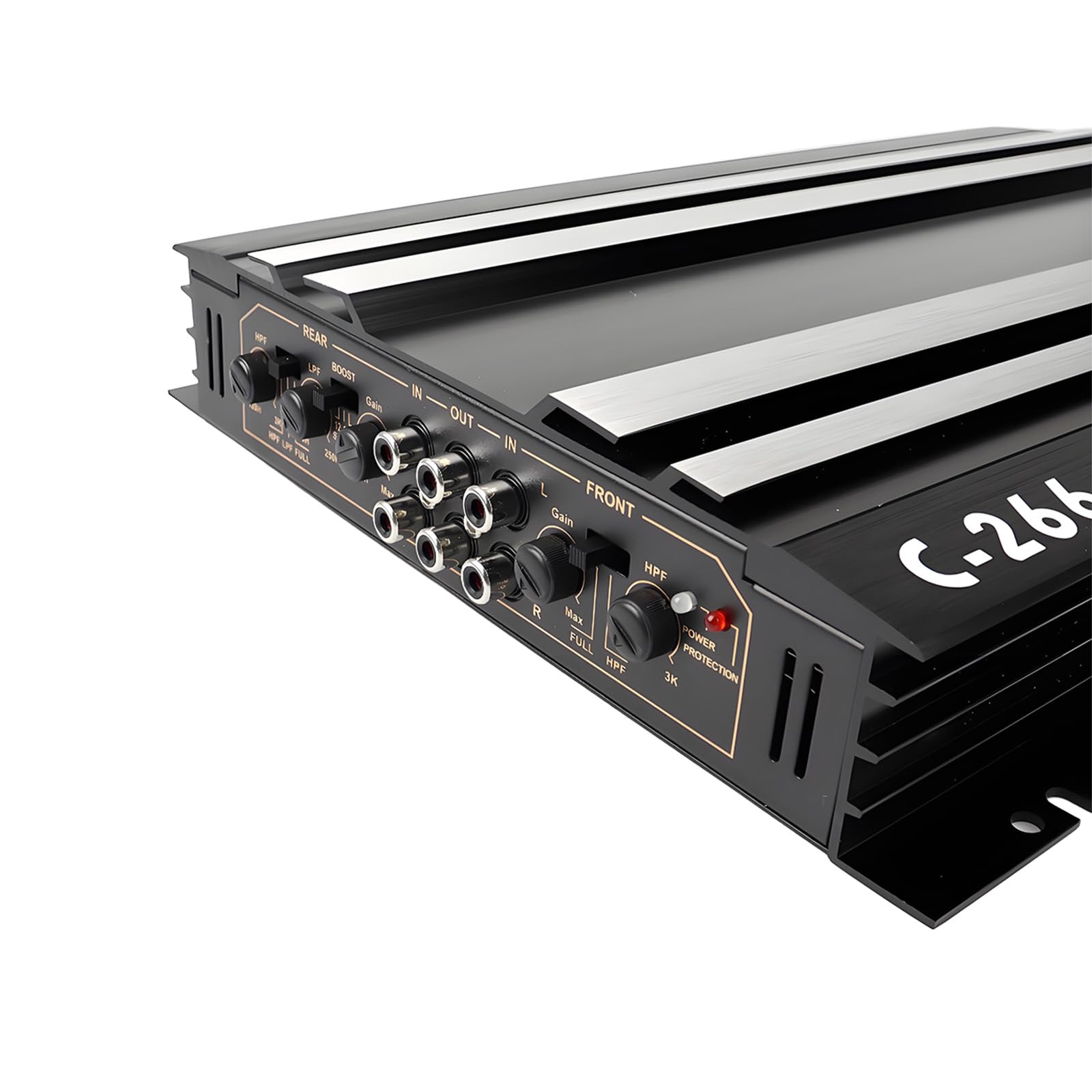 Amplificateur Audio Voiture Ampli Voiture à 4 Canaux Ampli HiFi Ultra-Mince, 12V, Alliage d'aluminium, Classe A/B, Plage de Fréquence 16Hz-36KHz