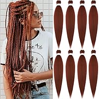 Vista 50 de Cabello trenzado preestirado de 30 pulgadas, 8 paquetes de extensiones de cabello profesional sintético trenzado de ganchillo suave textura Yaki