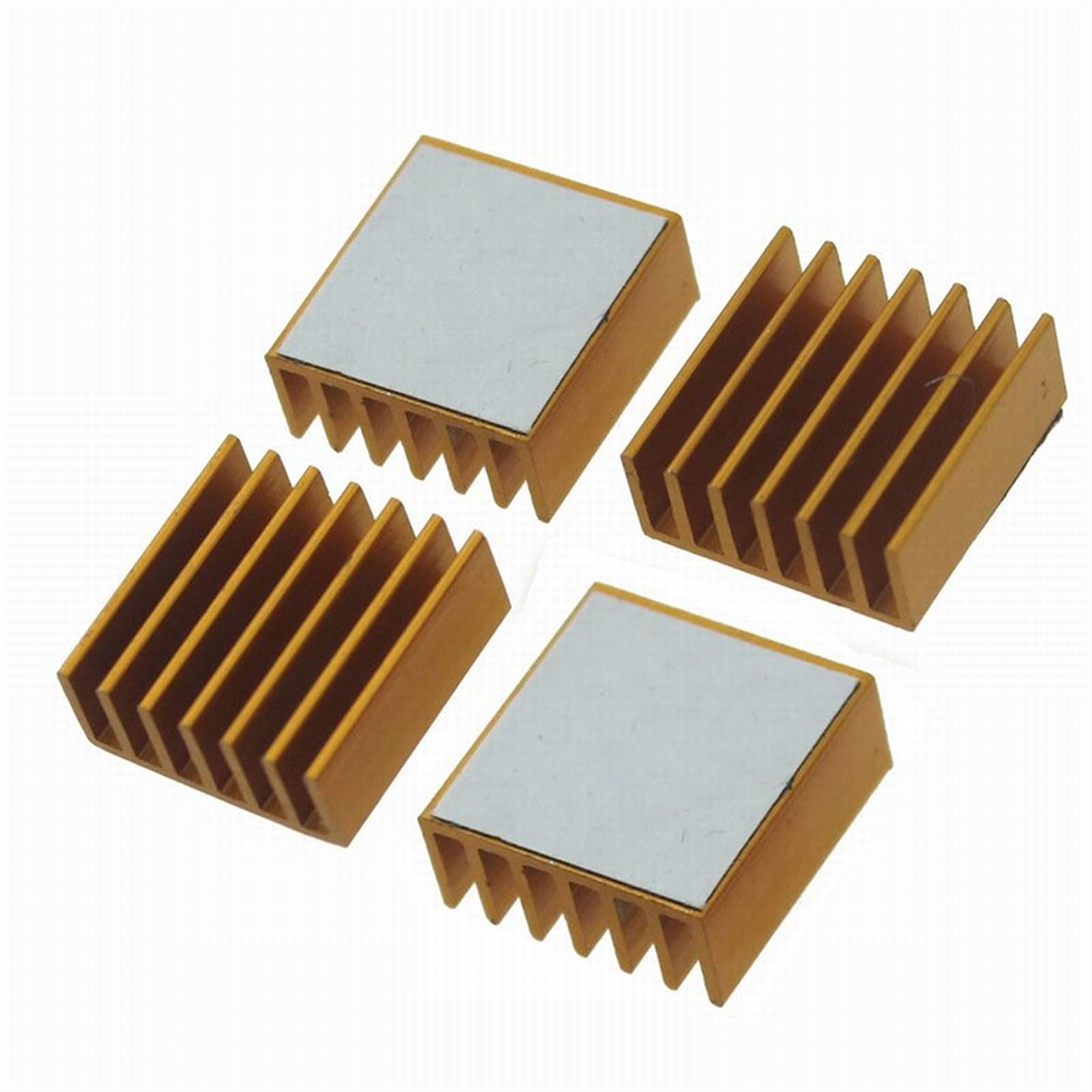 dissipatore di calore di raffreddamento di allumin Dissipatore di calore in alluminio 14x14x6mm dorato 100 pezzi con nastro adesivo 3M for CPU GPU VGA RAM LED IC