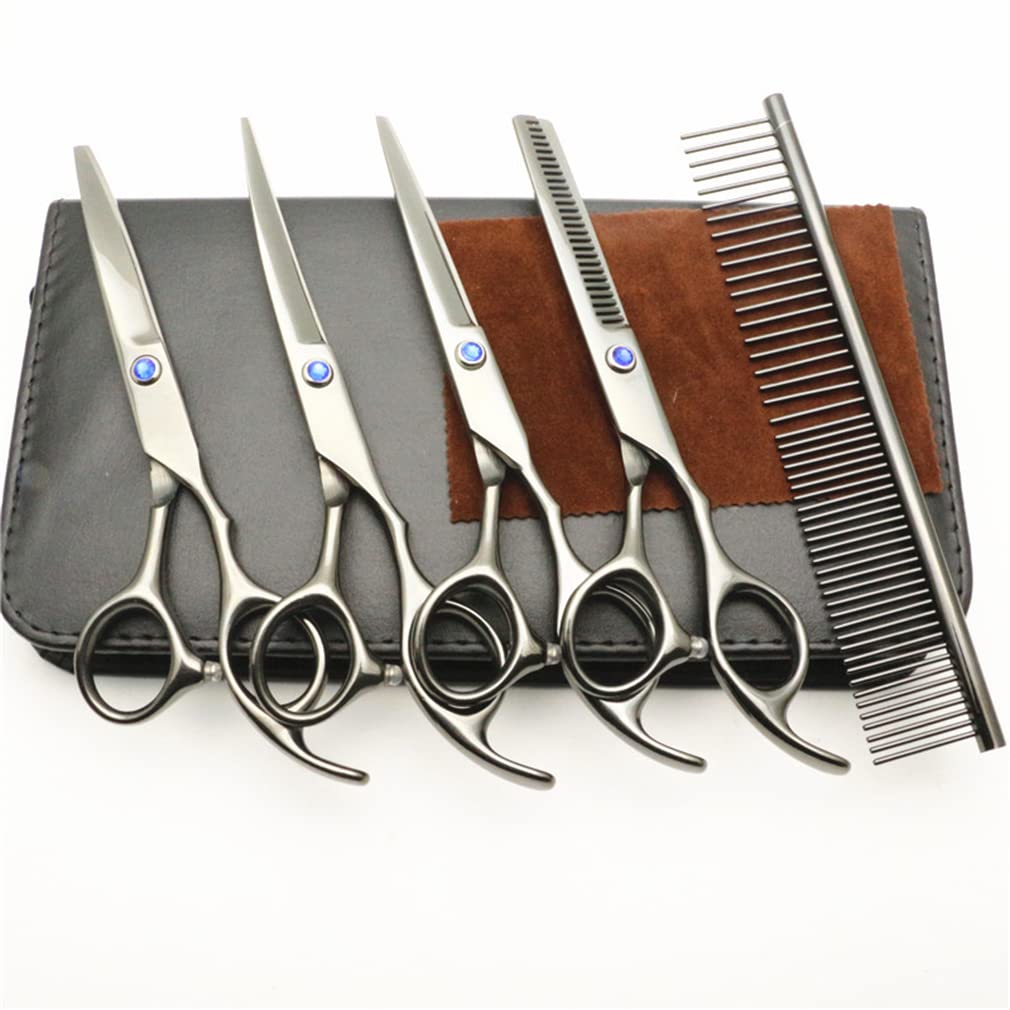 Set di Forbici per Pet Pet da 6,0 Pollici in Acciaio Inox, Kit per Forbici per Cani, Miglior Pet Grooming Cesoie per Il Corpo Completo, Cassaforte, Tagliente,Nero