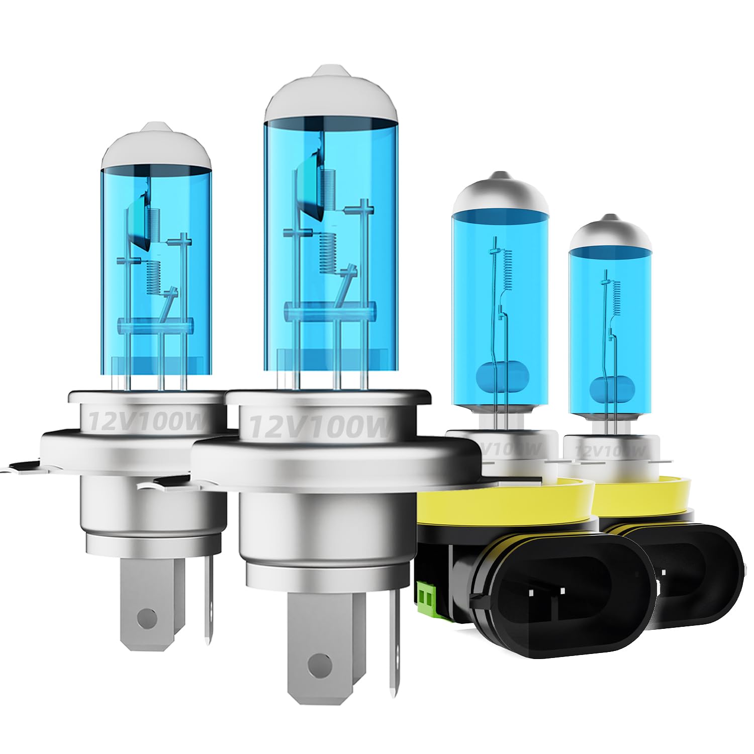 Headlight Bulbs Fit For Toyota Highlander 2008-2010, 9003 High Low Dual Beam H11 Fog Lights Combo, Super Bright 5500K White Light High Performance Halogen Light Bulbs, 4PCS