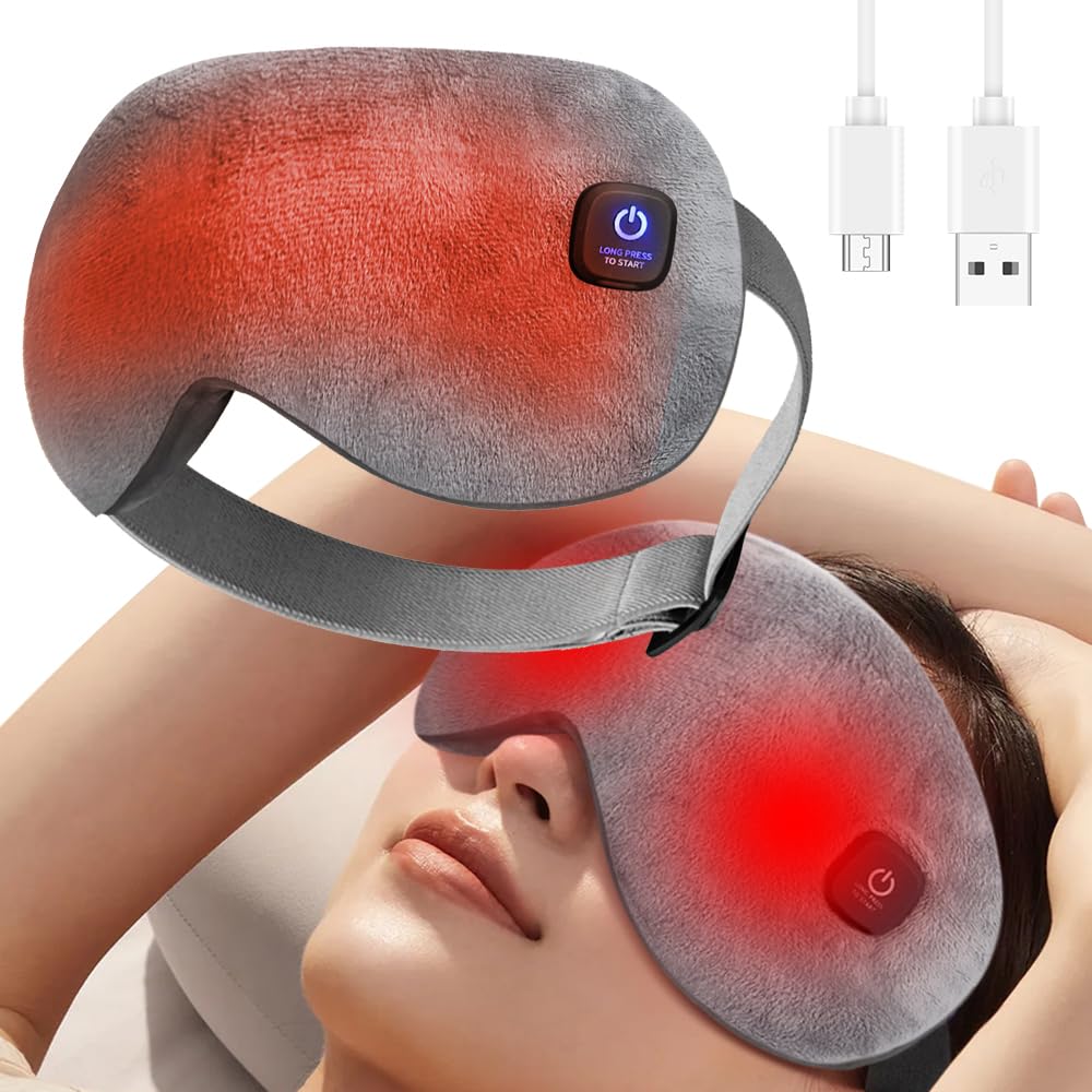 Heated Eye Mask, Warm Eye Compress for Dry Eyes and Fatigue, 3 Heat Levels Cordless Heated...