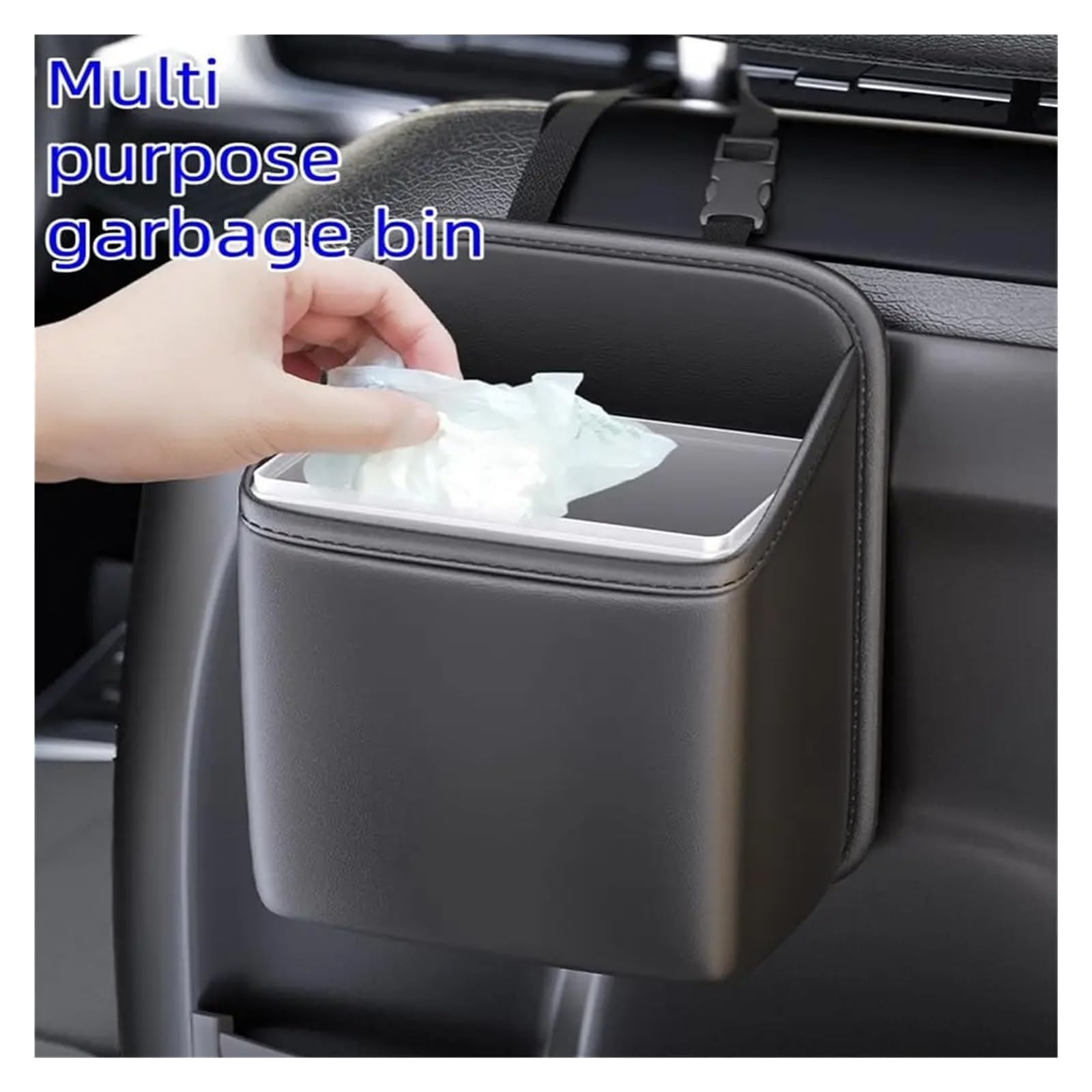 Auto Mülleimer Hängender Aufbewahrungsbehälter Für Die Autositzlehne, Multifunktional Mini Autos Mülleimers | Großraum-Organizer und Mülleimer für den Autoinnenraum(1pc brown)