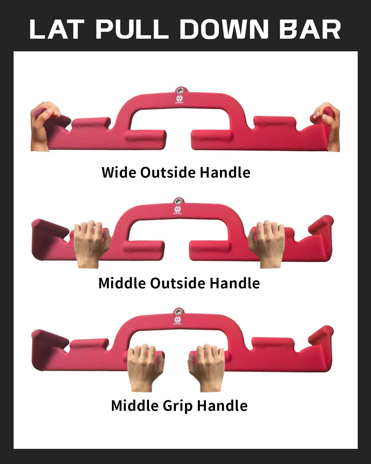 LAT Pull Down Bar with 6 Ergonomic Handles, LAT Pulldown Attachments for Home Gym, Cable Machine Attachment for Men and Women