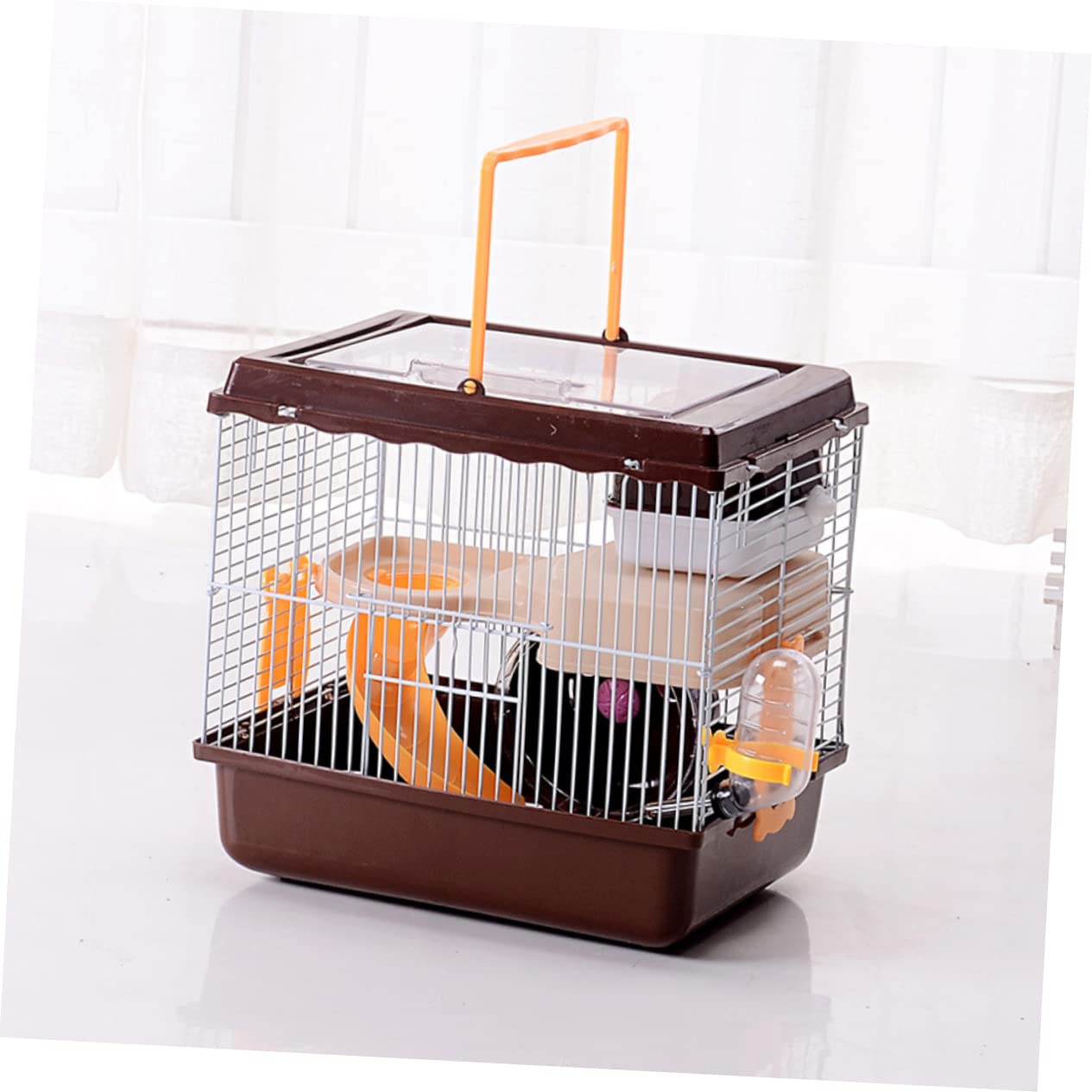 Gabbia per Criceti Multifunzionale Luxury House Coffee | Pp e Filo di Ferro, Ruota e Beverino Antifuoriuscita Inclusi, Design Chic per Casa