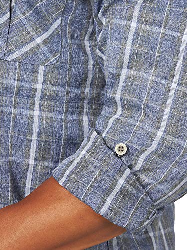 ATG by Wrangler Men's Long Sleve Heathered Plaid Utility Shirt, Blue Print, Large