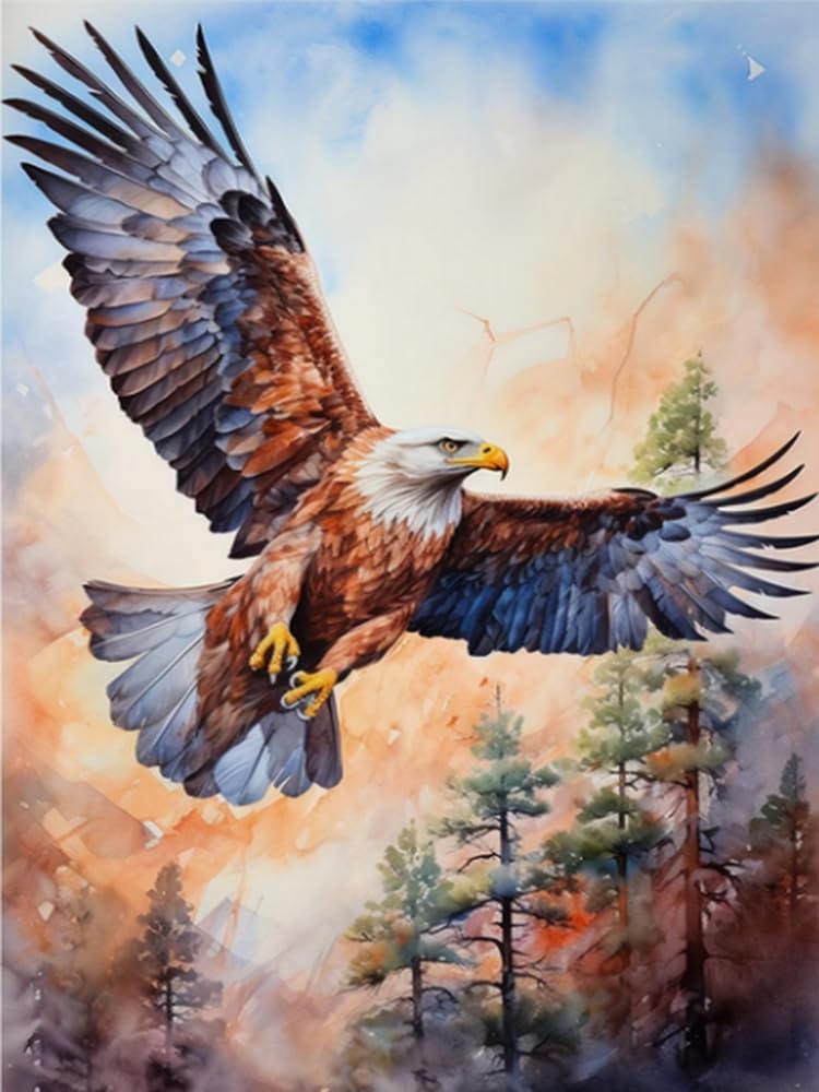 WELIWE Cross-Stitch Kits for Adults Beginners 11CT Stamped Embroidery Kits Eagle DIY Pre-Printed Canvas Art Home Decoration 40x50 cm