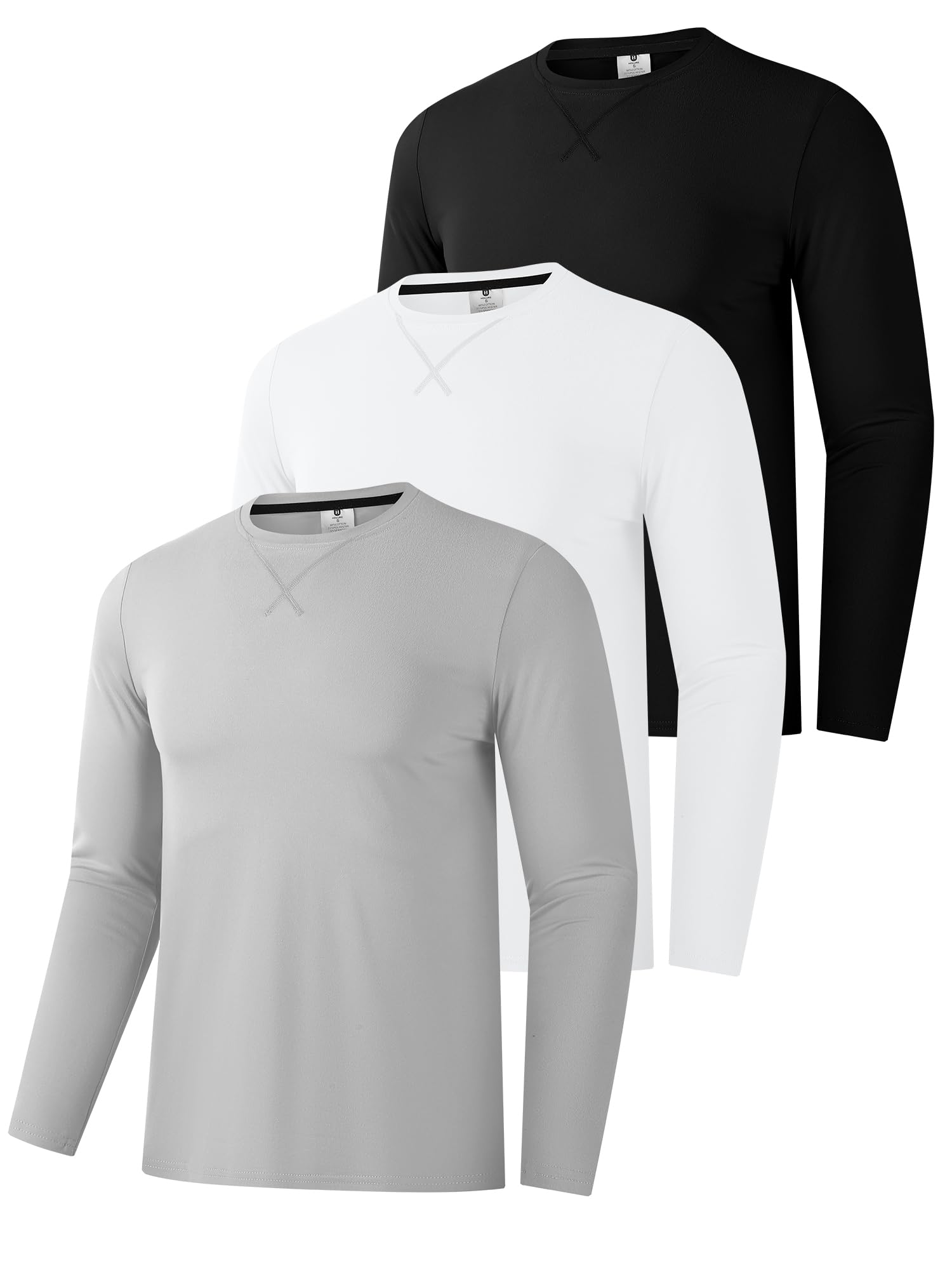 Holure Herren 1er-/3er-/5er-Packung Baumwollhemden für Männer, langärmelige Rundhals-Casual-T-Shirts, Klassische Regular-Fit-Hemden, Basics für den Winter