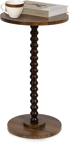 Mesa auxiliar redonda, mesa auxiliar pequeña para espacios pequeños, mesa decorativa moderna con patas de madera maciza, fácil montaje para sala de disponible en Yaxa Costa Rica