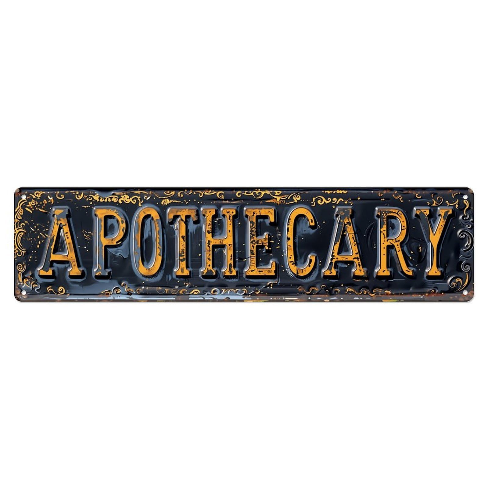 Jdyansheng Vintage Apothecary Sign Design Tin Sign Metal Poster Metal Signs For Home Man Cave Bar Cafe Kitchen Laundry Room Wall Decorations 4X16 Inches