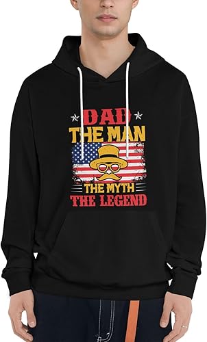 POOEDSO Dad The Man The Myth The Legend Sweatshirts For Men Women Casual Long Sleeve Sweatshirt Pullover Hoodie with Pocket