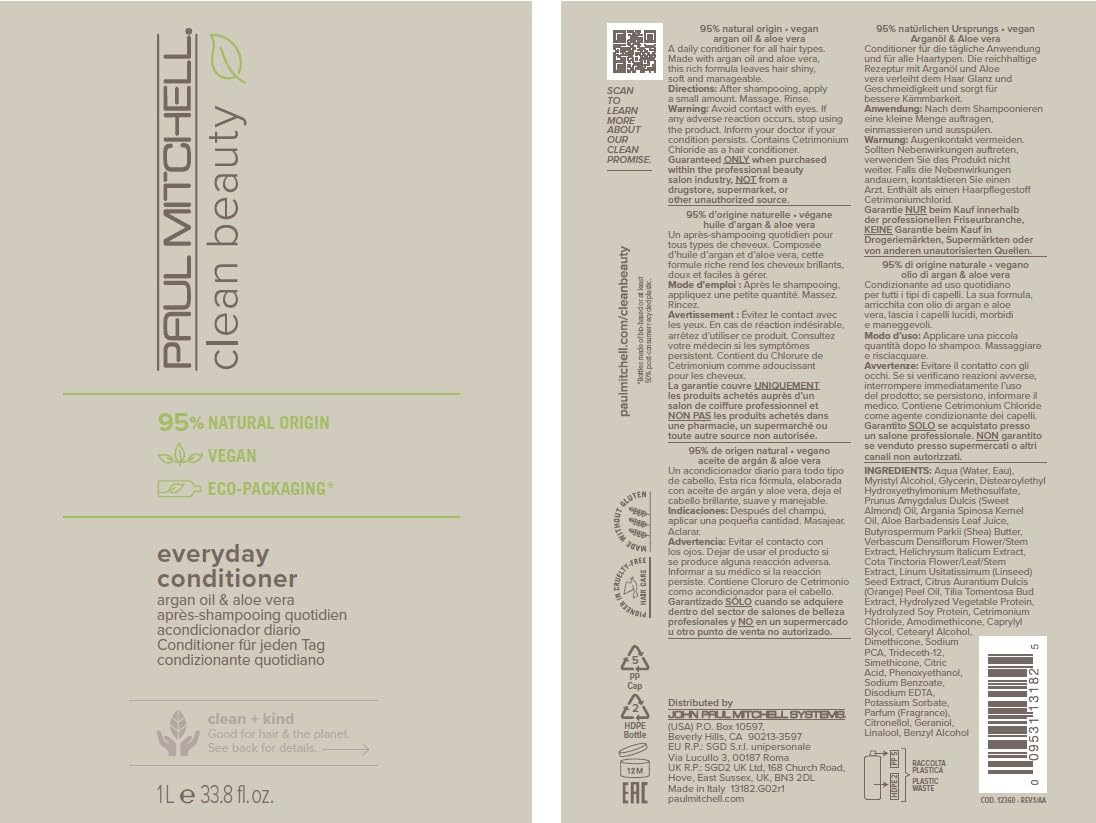 Paul Mitchell Clean Beauty Everyday Conditioner – Vegane Pflege-Spülung Für Jeden Haar-Typ, Tägliche Haar-Pflege Mit Argan-Öl – 1000ml
