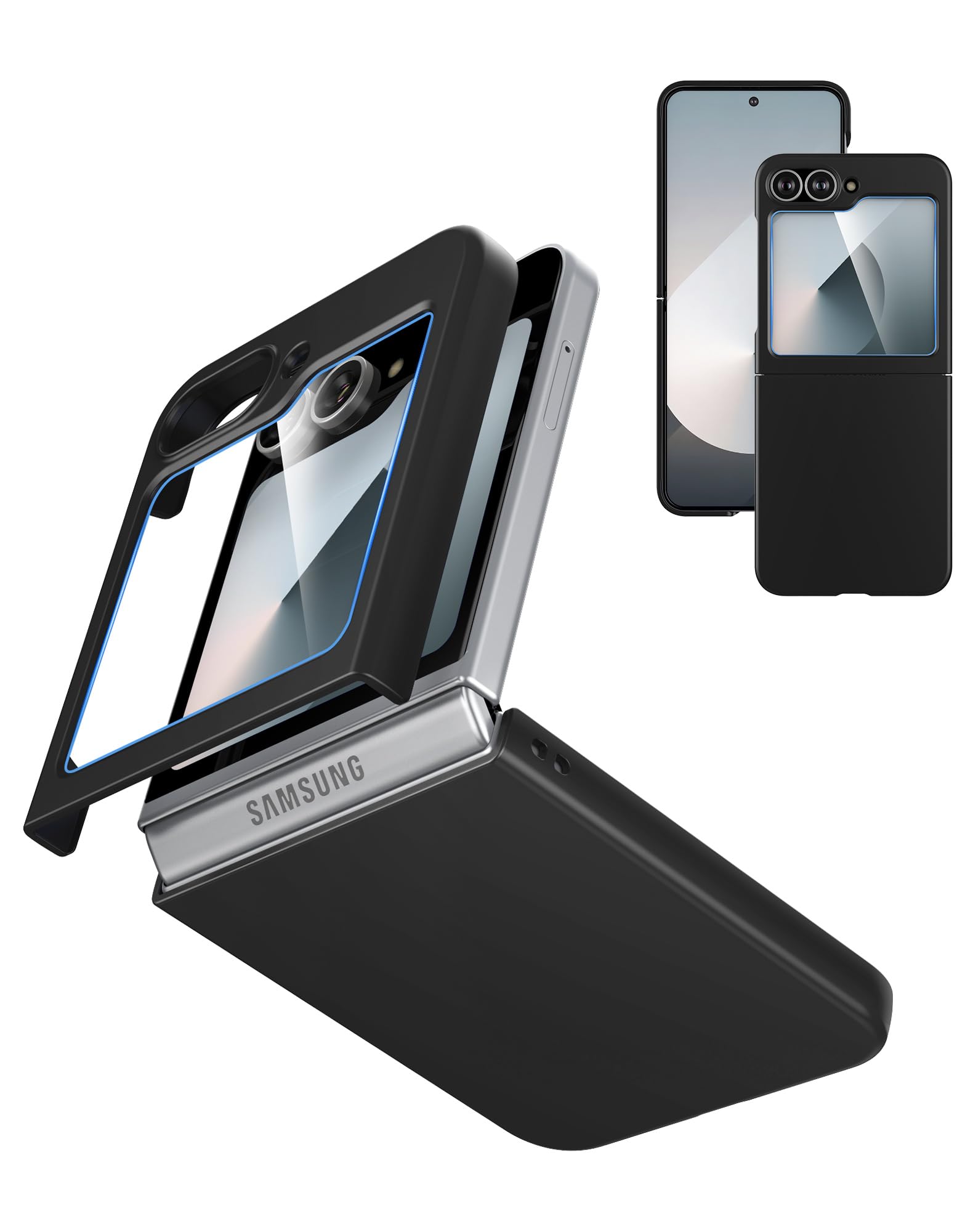 Cresee Case for Samsung Galaxy Z Flip 6 / Z Flip 7 FE Case, with Built-in Cover Screen Protector, Thin Hard Matte Polycarbonate Phone Cover for Galaxy