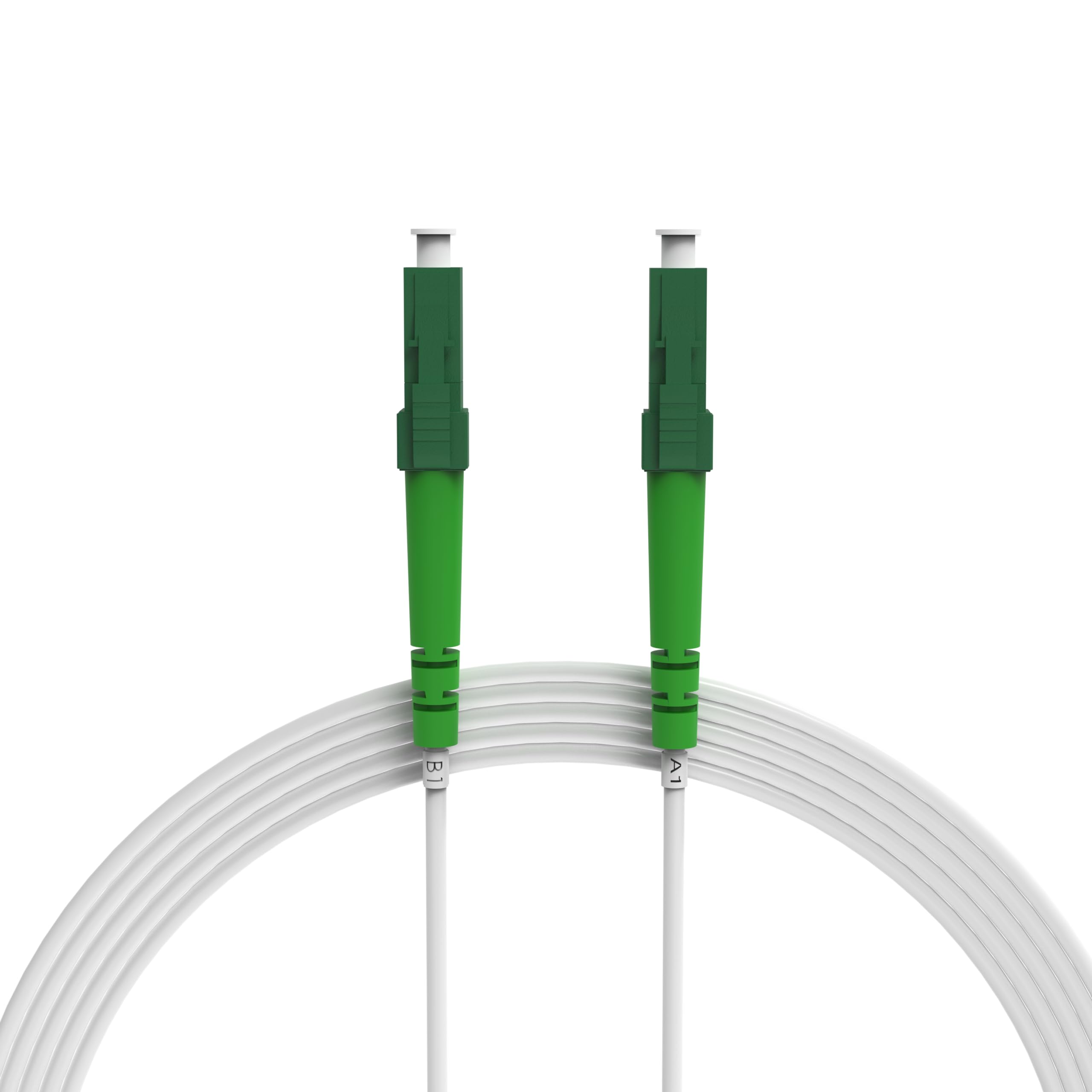 nexinex - 10m weißes Glasfaserkabel LC/APC auf LC/APC Patchkabel | Kompatibel mit Telekom, Vodafone, 1&1, Fritzbox, etc. | LWL Simplex Singlemode OS2 FTTH Glasfaser Lichtwellenleiter Kabel