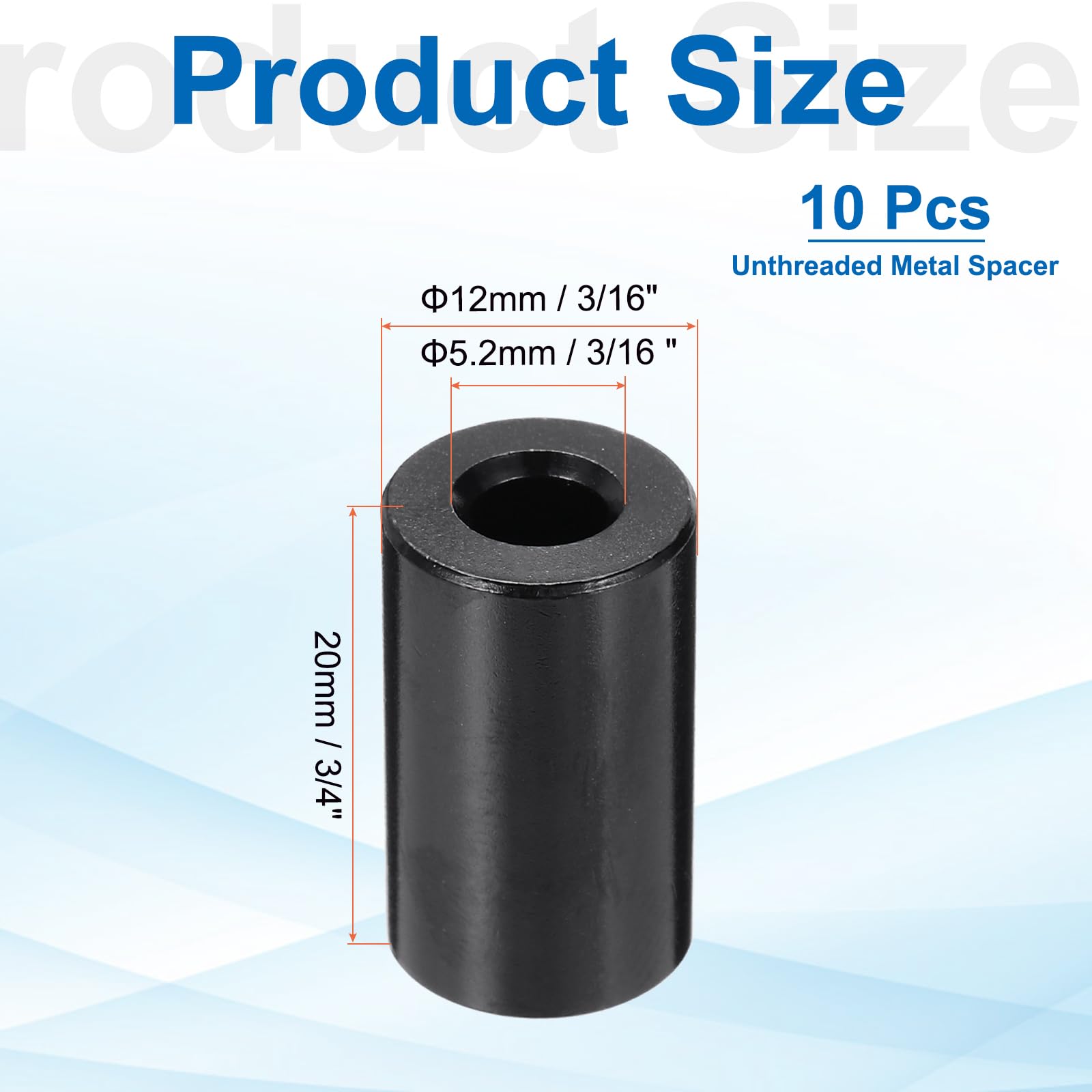 PATIKIL 10pcs M5 Aluminium Spacers, 3/16" ID x 1/2" OD Round Standoff Spacer - Image 2