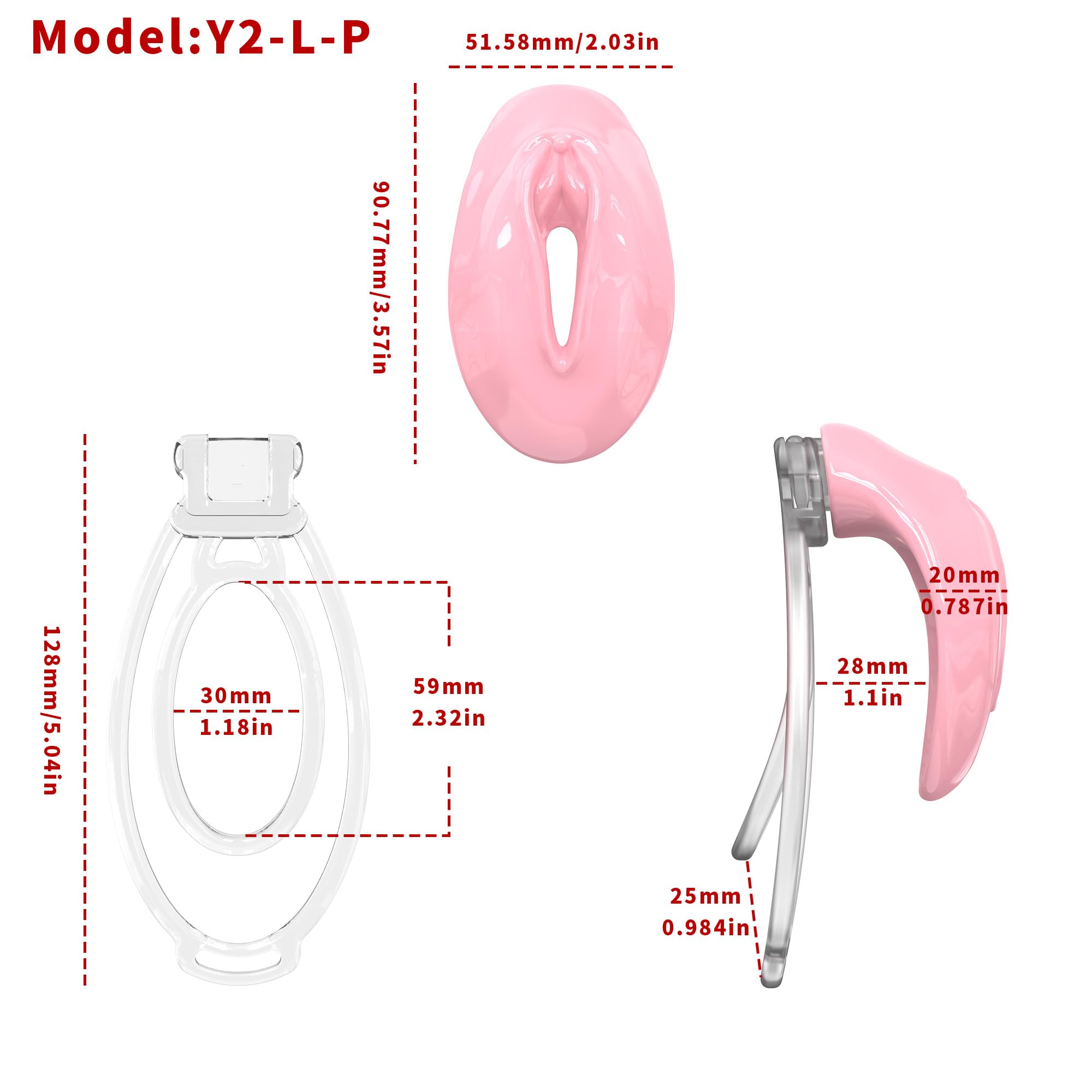 Male Silicone Chastity Cage Clip Sissy Small Chastity Devices BDSM Sex Flat Cock Cage for Sexual Adult (Pink)