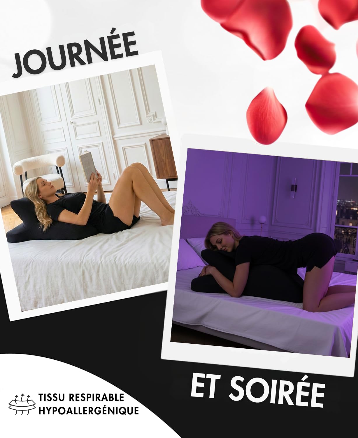 Coussin Sexuel Ergonomique pour Couple Adulte – Oreiller Érotique Intime à Mémoire de Forme, Inclinaison 27° pour Positions Sexuelles, Point G & Plaisir Profond – Kamasutra, Housse Lavable Amovible