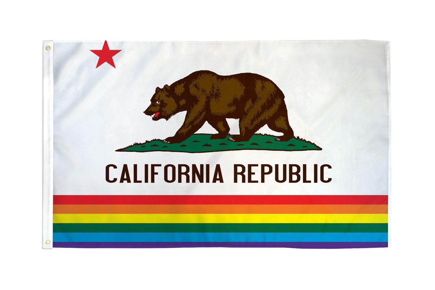 AZ FLAG - California Rainbow Flag - 3x5 Ft - 100D Polyester Gay Californian Banner with Two Metal Grommets - Fade Resistant - Vivid Colors - 3' x 5' Feet - 150x90 Cm