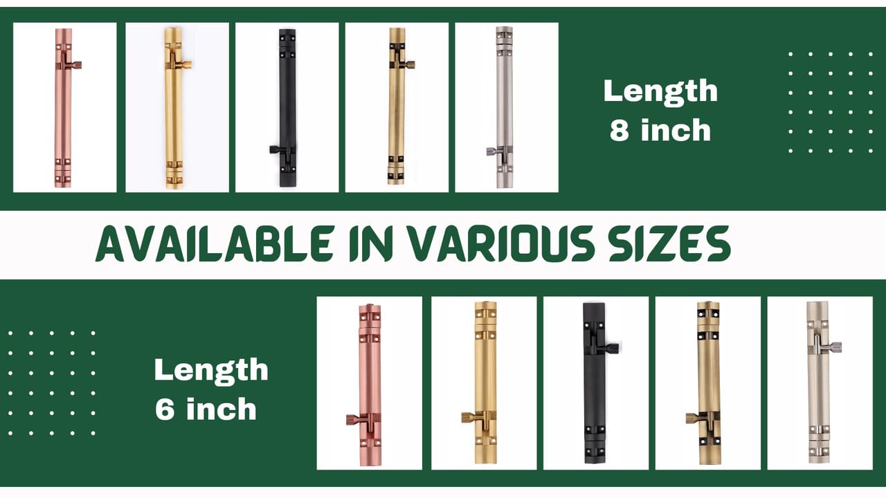 FIT N FORGET Premium Heavy Aluminium 6 Inch Tower Bolt | Door Stopper | Door Lock Latch for Home, Office Doors,Main Doors,Windows | kundi | chitakni | Chitkini(Rose Gold Finish)(Pack of 2) 4