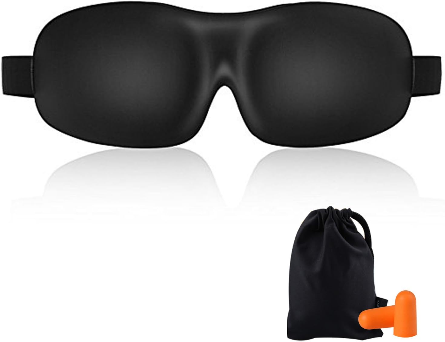KAMOSSA Sleep Mask Super Lightweight Premium Memory Foam Sleep Eye Mask Contoured Sleeping Eye Masks Free Earplugs Carry Bag (Black Color)
