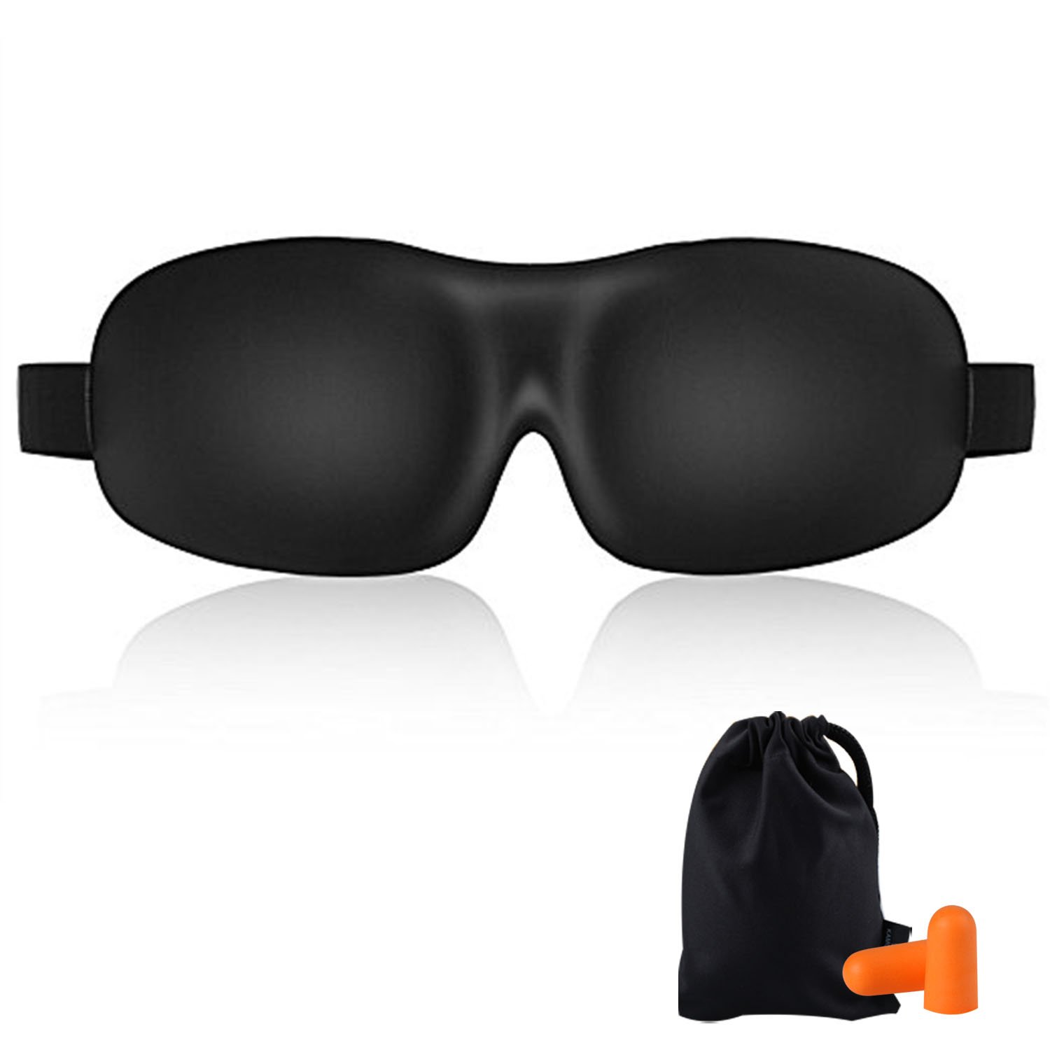 KAMOSSA Sleep Mask Super Lightweight Premium Memory Foam Sleep Eye Mask Contoured Sleeping Eye Masks Free Earplugs Carry Bag (Black Color)