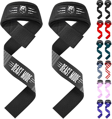 Miniatura 16 de TECEUM Correas de levantamiento para levantamiento de pesas, gimnasio, entrenamiento de fuerza, correas de muñeca con algodón acolchado de neopreno,