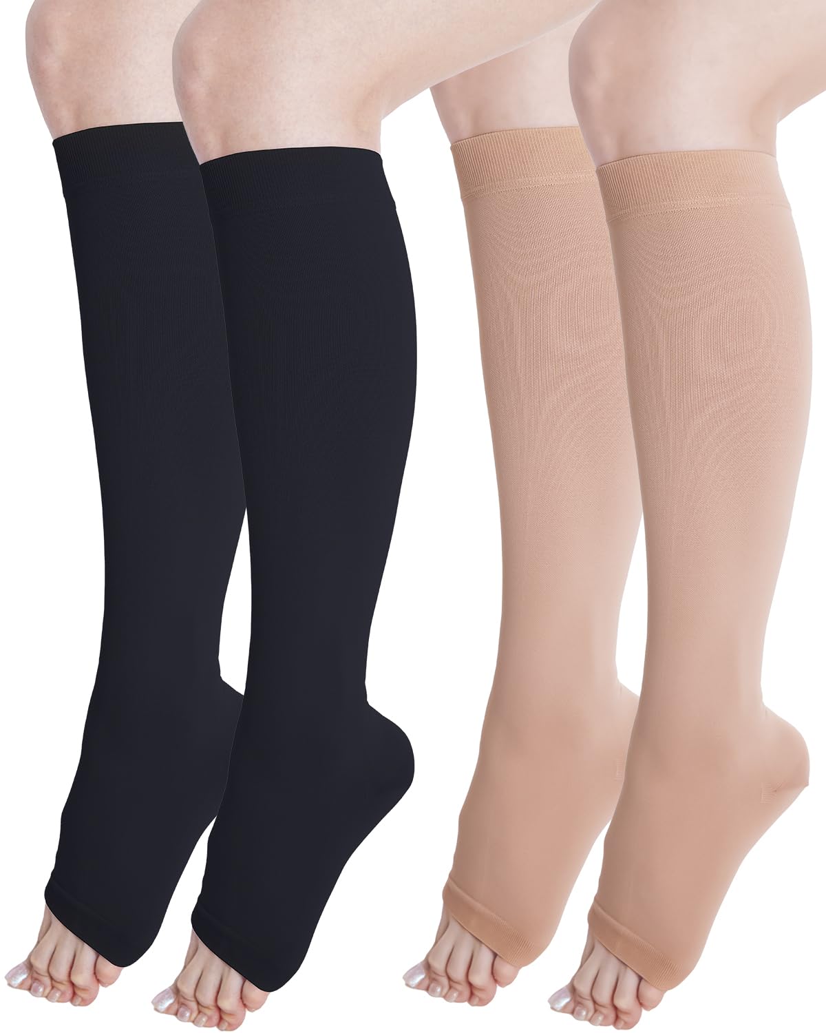 2 Paar Medizinische Kompressionsstrümpfe Damen & Herren Klasse 2 (20-30 mmHg), Thrombosestrümpfe Stützstrümpfe Compression Socks Für Krampfadern Flug