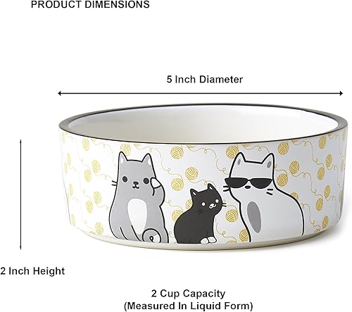 Miniatura 4 de PetRageous 17013 Tangled Kitty Cuenco para gatos apto para lavavajillas con capacidad para 2 tazas, 5 pulgadas de diámetro por 2 pulgadas de alto