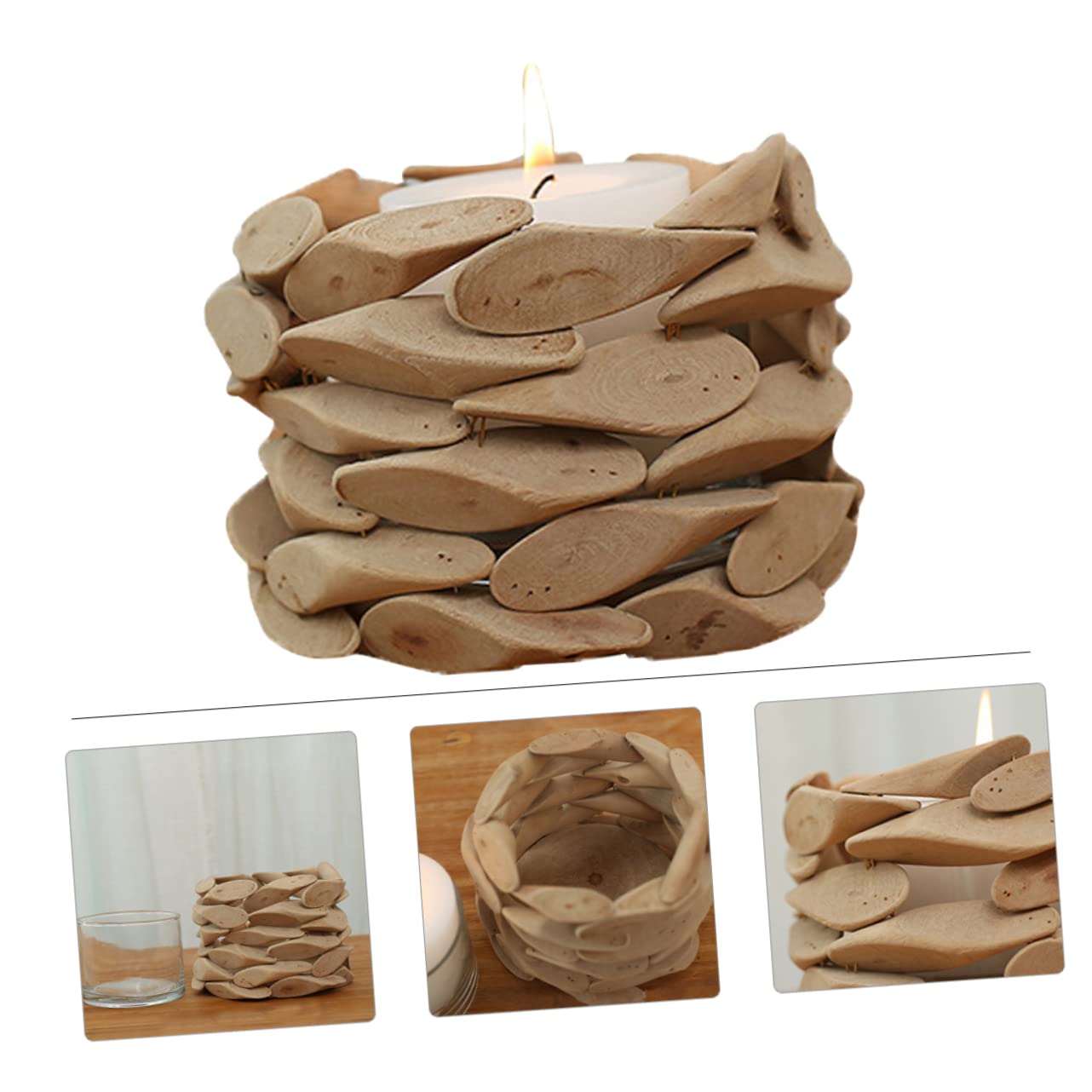 Kerzenhalter für Warme und Romantische Atmosphäre Handgefertigter Runder in Khaki als Hochzeitsdeko und Wohnaccessoire für Zuhause und Schlafzimmer