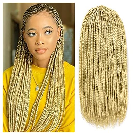 Gottin Hair Box Braids Crochet Hair 6 Packs 24Inch Small Crochet Box Braids Hair Over 60 Colors 3S Crochet Braids Box Braids Pre-Looped Crochet Hair For Black Women Blonde Synthetic Hair Extensions (24 inch, 613#)