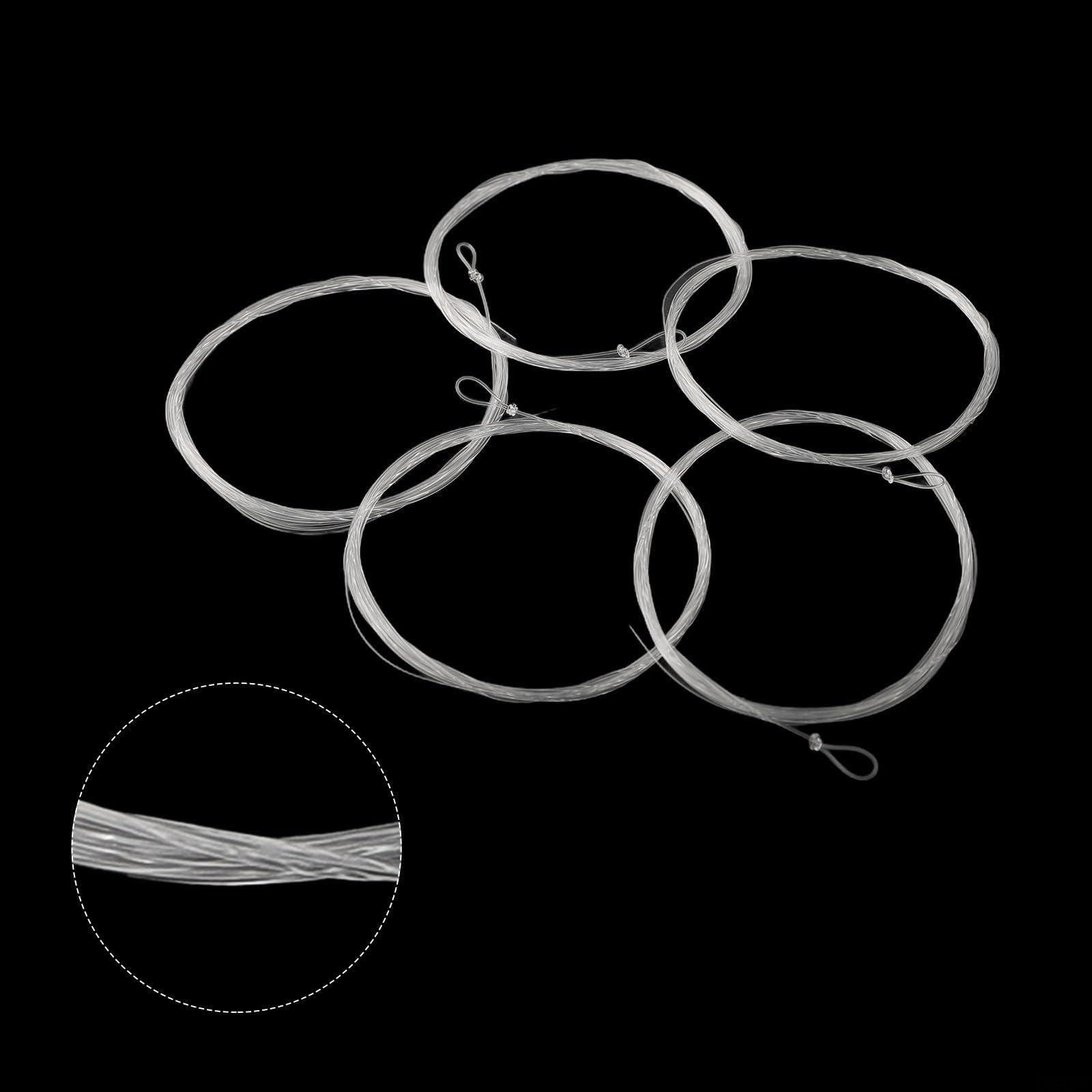Lot de 5 lignes de pêche à la mouche en nylon transparent invisible avec boucle pré-attachée pour truite, bar, brochet