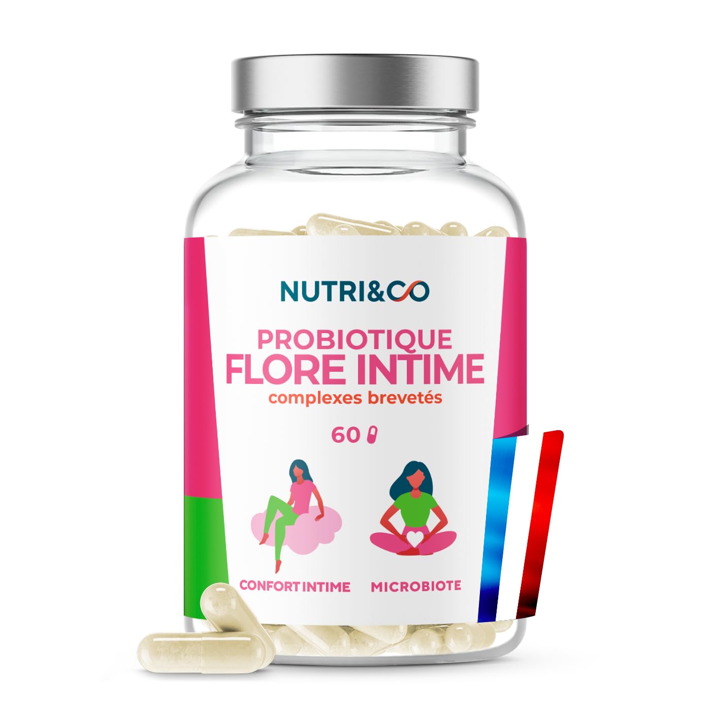 NUTRI & CO Probiotique Flore Intime - 6 Souches dont Lactobacillus Crispatus + 2 Complexes Brevetés SynbAEctive® - 60 Gélules Gastro-​Résistantes - Conditionné en France