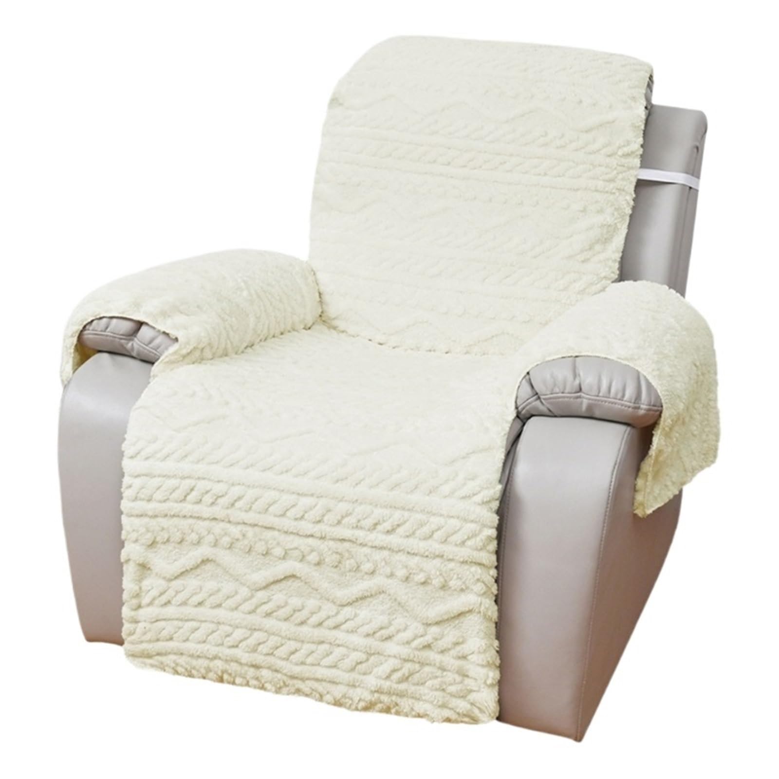 WJIAYAO Thick Plush Recliner Chair Cover Comfortable Single Seater Armchair Slipcover Soft Jacquard Sofa Recliners Protectors Adds Elegances(Beige)