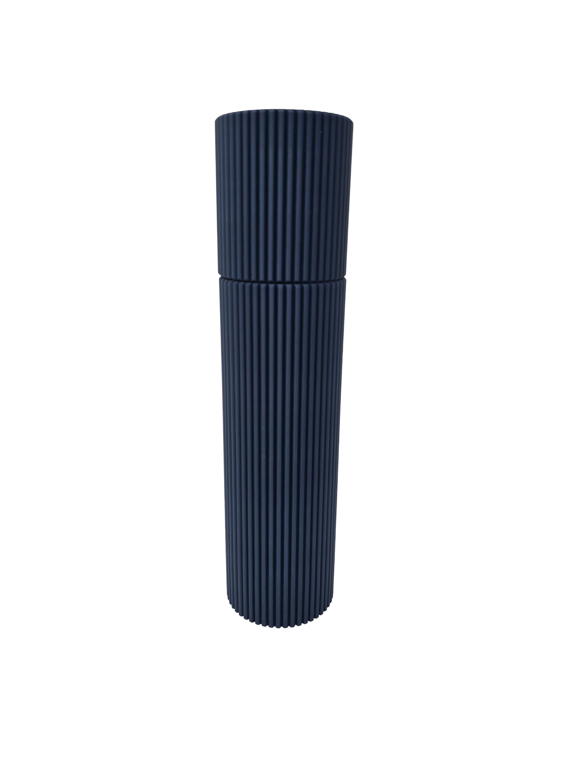 Handgefertigte Design Salzmühle - Pfeffermühle – mit original Keramikmahlwerk inkl. Untersetzer und Einfülltrichter (Navy-Blau)