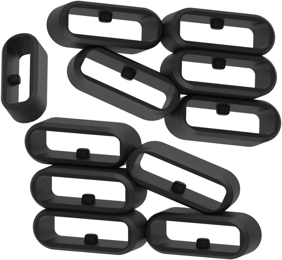 TenCloud Silicone Band Holders Keepers Fasteners Loop Compatible with Amazfit Watches Active 2 T-Rex 3 2 Pro (Black-11 Pack)