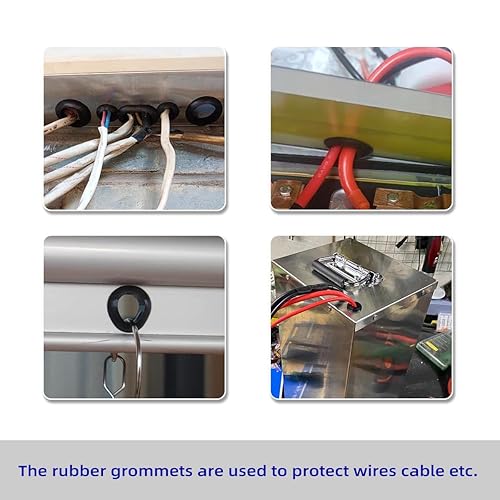 Miniatura 7 de Kit surtido de 180 ojales de goma surtidos, tamaños 78 pulgadas, 58 pulgadas, 716 pulgadas, ojales de alambre de goma para cableado de doble cara,