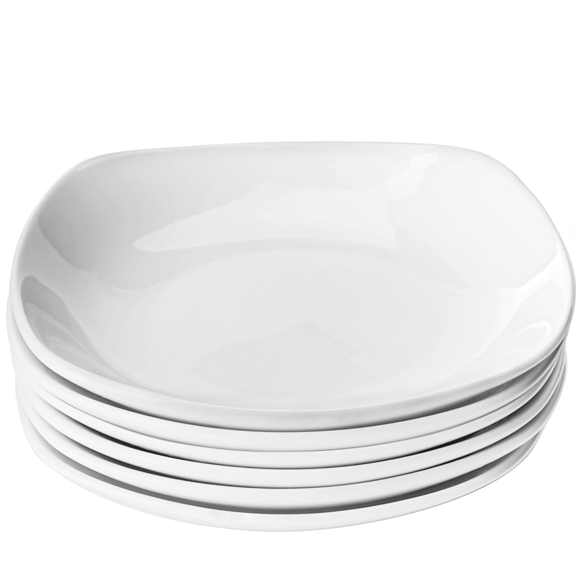 Leegg Sauce Dipping Dishes Set of 6 Small Ceramic Serving Plates for Snacks Biscuit Pudding Dishes Appertizer Sushi Dessert Fruits (White Square)