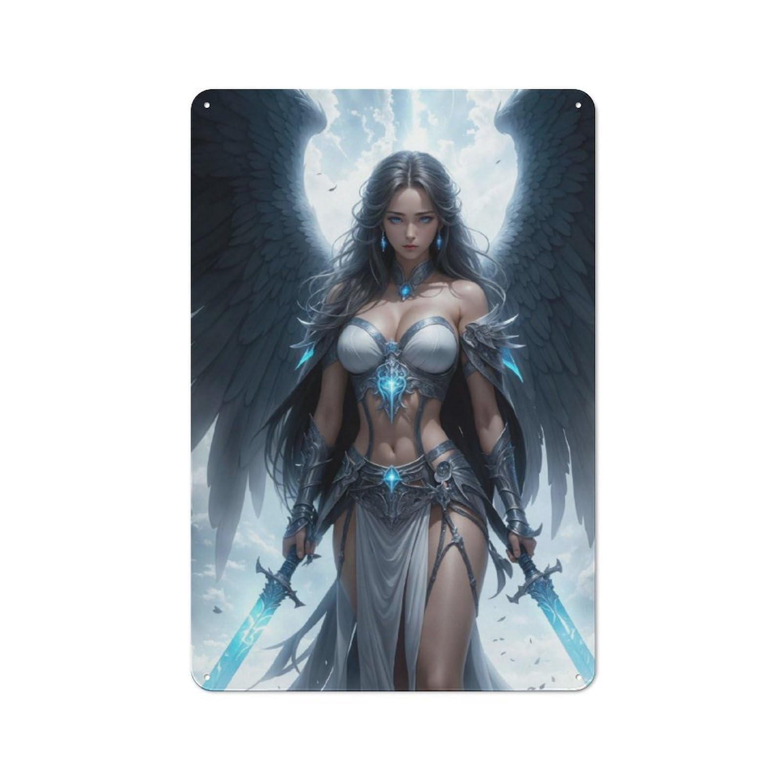 Junmoney Blue Archangel Tin Wall Plaque 30X20cm With For Guest Room Or Hallway, For Metal Sign Collectors, For Garage And Workshop Walls
