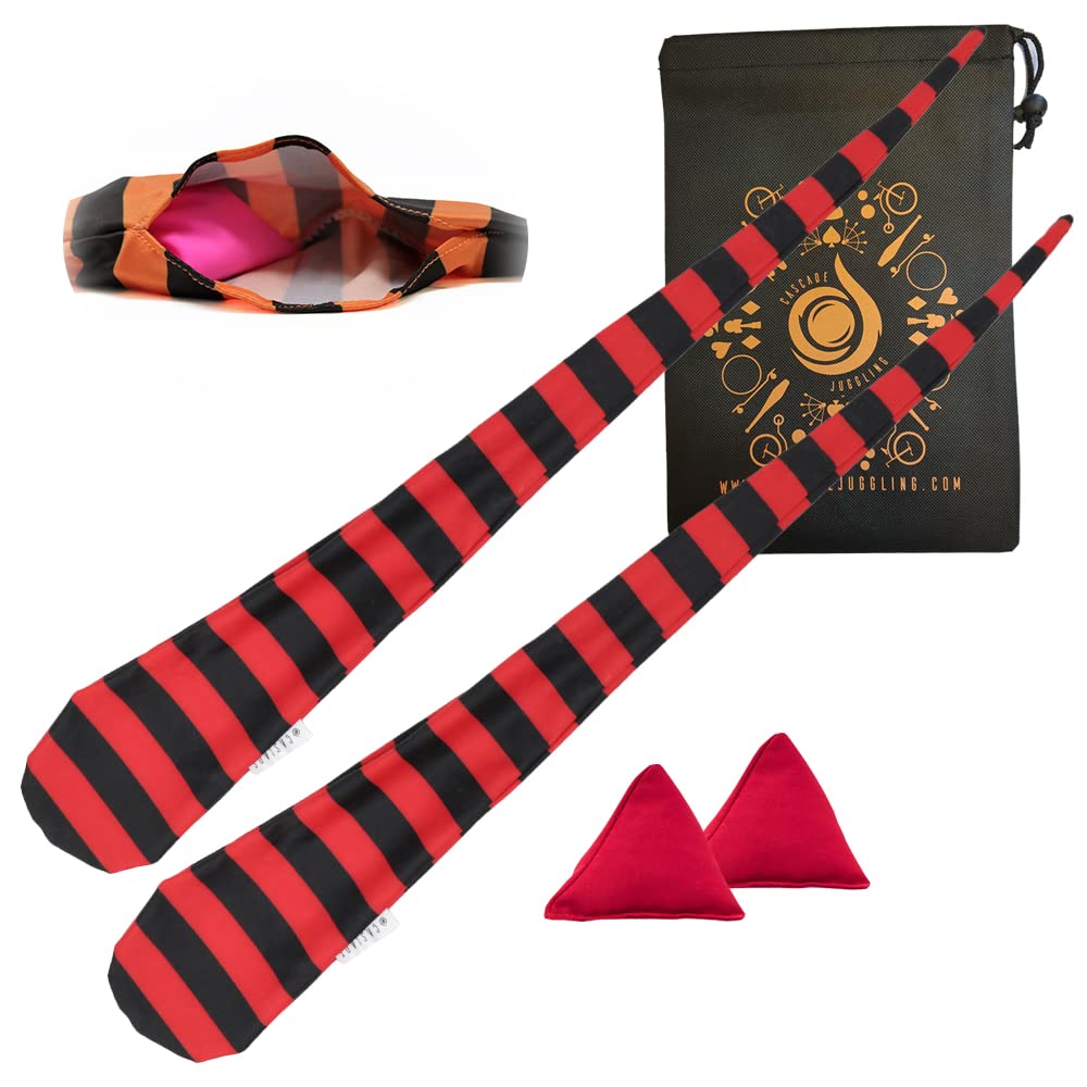 Cascade Juggling Cascade Poi Socks and Weights - Stretchy Trainer Practice Sock Poi Set - Ideal For All Levels (Red and Black)