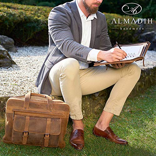 ALMADIH Leren organizer A5 met ringmechanisme, ritssluiting + kalender 2017, van rundleer, leren map, schrijfmap… - Image 6