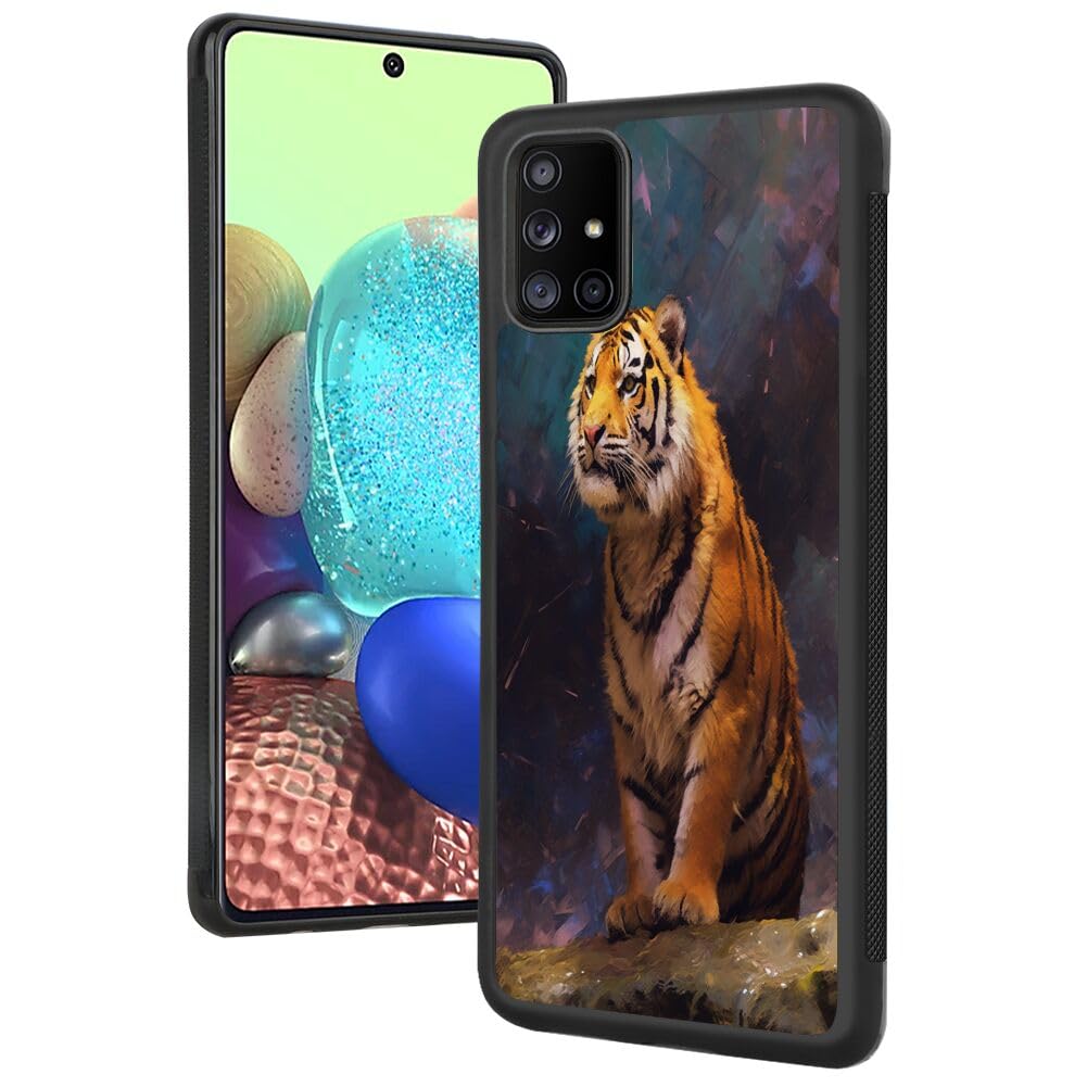 Elgzigok Black TPU Case Fits Samsung Galaxy A71 5G with Tiger-aa69 Pattern Design Black Soft TPU Slim Fit Anti Scratched Protection Cover Case for Samsung Galaxy A71 5G