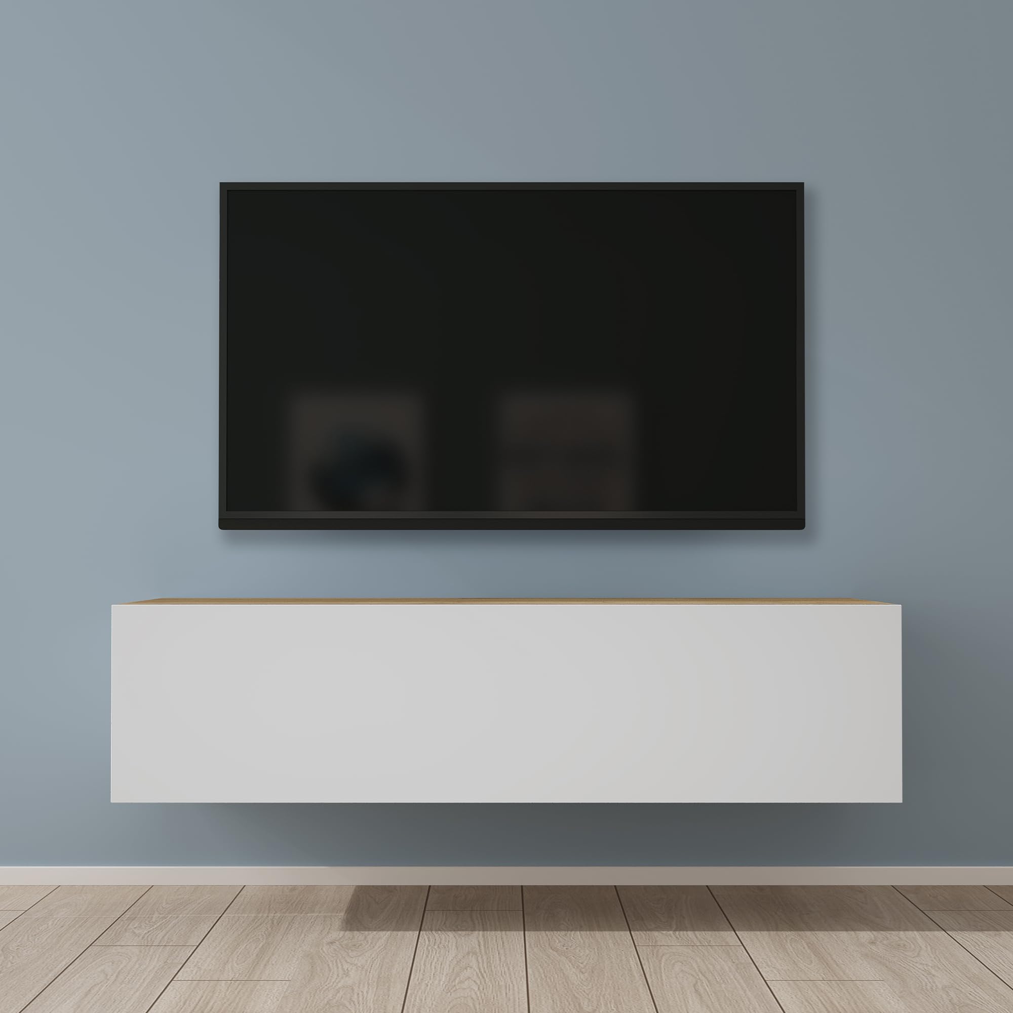 Mai & Mai Mobile TV per Televisore 120x40,2x30cm, Armadietto per TV con 2 Ante Armadietto Basso Soft-close per Soggiorno, Sala da Pranzo, Camera da Letto Fernsehschrank02, Marrone chiaro+Bianco opaco