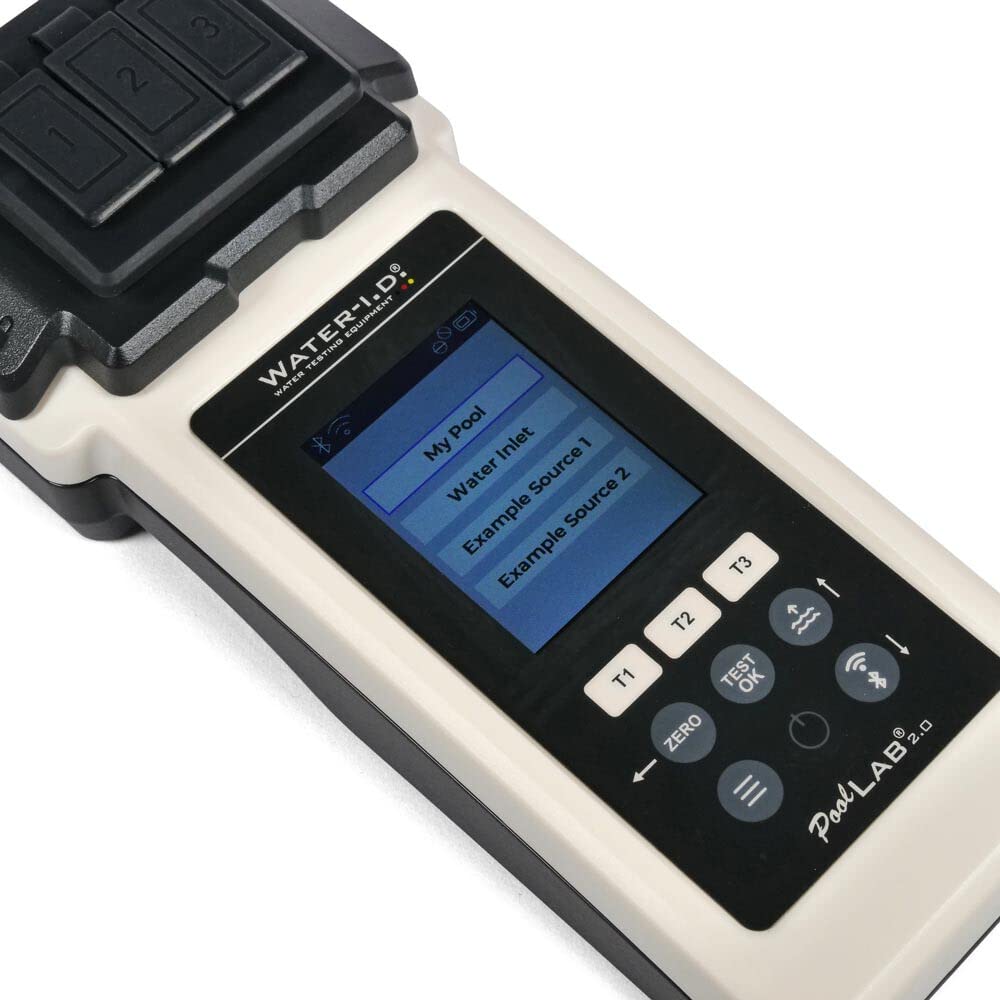 PoolLAB 2.0 Photometer 24 in 1 Pooltester - 3 Messungen gleichzeitig - Wasseranalysegerät - Pool Whirlpool - IP68 - Bluetooth - inkl. 70 Testtabletten