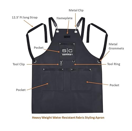 Miniatura 2 de StyleCraft Delantal de peluquería profesional resistente al agua con correa trasera cruzada y bolsillos