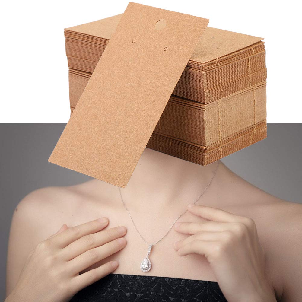 100 Cartes Kraft Pour Boucles D'Oreilles PLABBDPL - 5x9cm, Avec Trous Pour Présentation Bijoux DIY