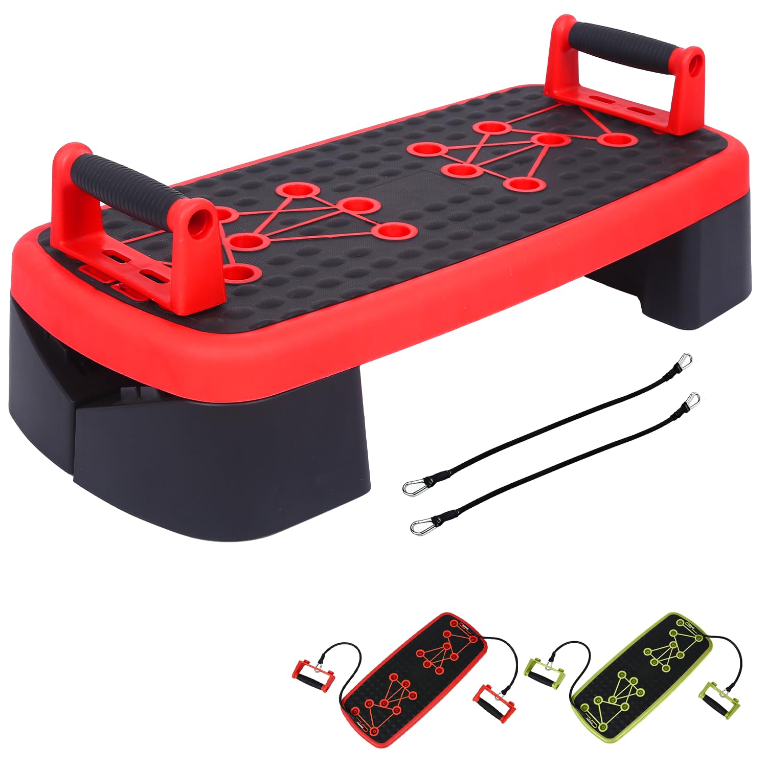 XN8 Aerobic Stepper - Multi-Function Push-Up Board - Non-Slip Step Platform with Resistance Bands & Handles for Cardio, Full Body, Home Gym Workouts, Men & Women Strength Training