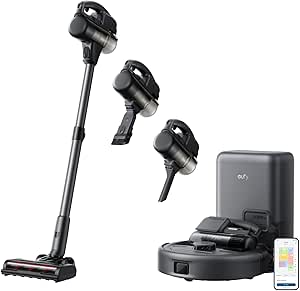 eufy Saugroboter 3-in-1 E20, Kombi-Design Stabstaubsauger, Auto-Entleerung aller Geräte, Max. 30.000Pa, 5-Stufen-Filter, Schnelladung, Präzise Hinderniserkennung, Ideal für Teppiche, Spalten &amp; Treppen