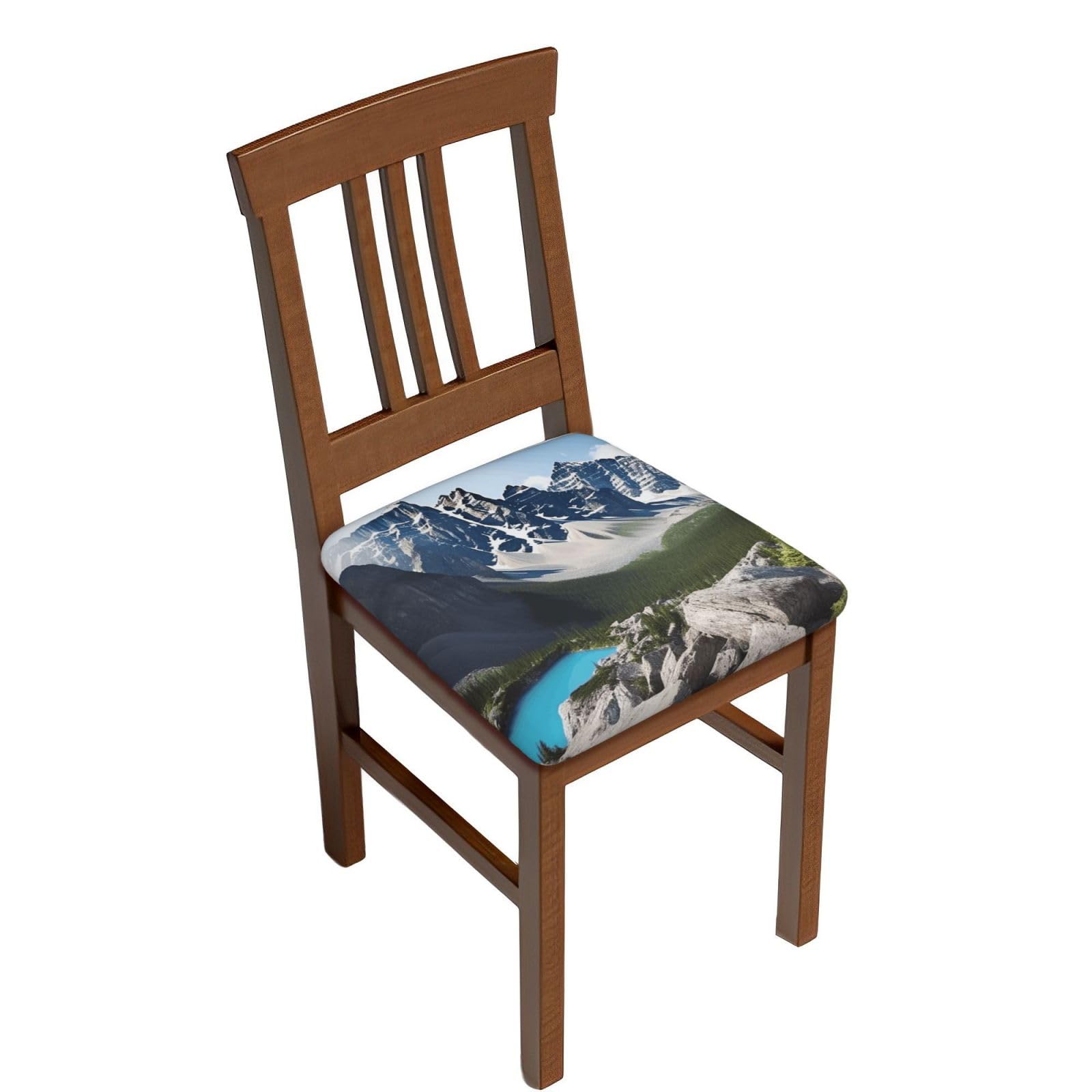 DWVTSLH Mountains Bar Stool Covers Square, Two Pieces High Elastic Soft Seat Cushion Cover Protector Washable Barstool Slipcovers Nonslip Replacement Square Bar Chair Covers